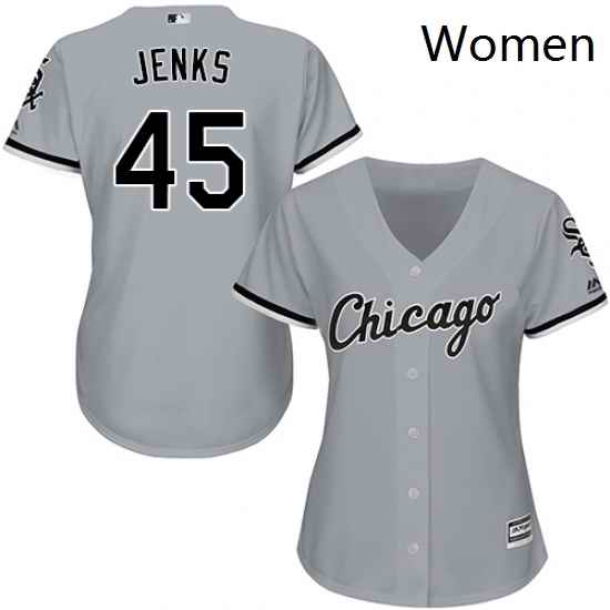 Womens Majestic Chicago White Sox 45 Bobby Jenks Authentic Grey Road Cool Base MLB Jersey